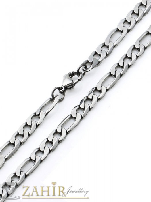 Бижута за мъже - Мъжки ланец от неръждаема стомана в 3 размера, широк 0,6 см, класическа фигаро плетка - ML1040