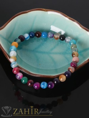 Ръчно изработена гривна от естествен ивичест ахат микс 8 мм, 3 размера - GA1107