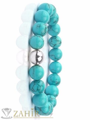 Ръчно изработена гривна от син тюркоаз 8 мм, 3 размера - GA1111