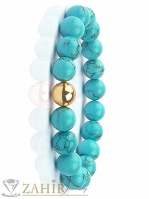 Ръчно изработена гривна от син тюркоаз 8 мм, 3 размера - GA1114