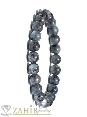 Класическа ластична гривна от естествен сив ахат 8 мм, налична в 5 размера - MA1110