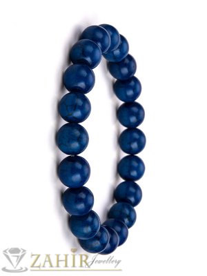 Класическа ластична гривна от син ахат 8 мм, налична в 5 размера - MA1115