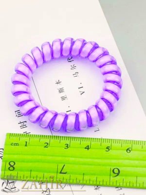  1 бр. ластик спирала в лилав перлен нюанс, нов дизайн, силиконов, голям 5 см, носи се на опашка или за гривна - LS1062