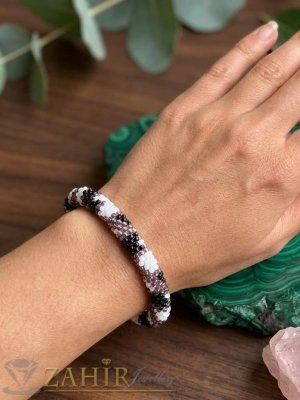  Уникална гривна от оригинални чешки стъклени мъниста Preciosa Ornela плетени на една кука - N1014