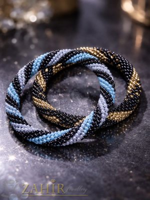 Хит-модел плетена гривна на една кука от оригинални чешки стъклени мъниста 2 варианта - N1035