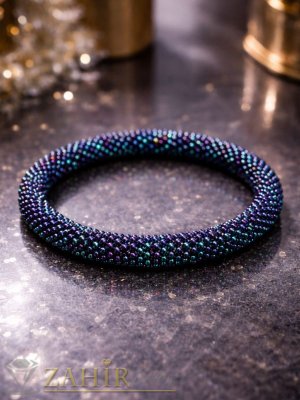 Стилна гривна от оригинални чешки стъклени мъниста Preciosa Ornela плетени на една кука - N1037