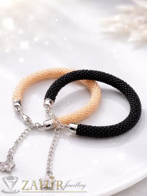 Два модела плетени гривни от оригинални чешки  ситни стъклени мъниста със закопчалка и удължител - N1045