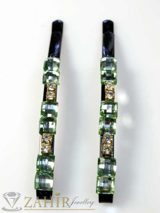 Два броя метални фиби с цветни кристали - FI1115