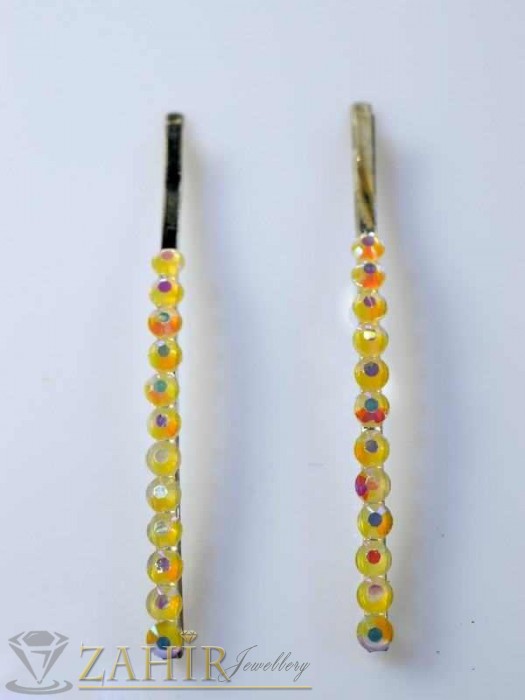 Два броя метални фиби с цветни кристали - FI1200