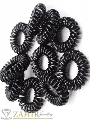 10 бр. малки  ластичета спирали в черен цвят, всяко по 3 см, носят се на опашка или за гривна - LS1015