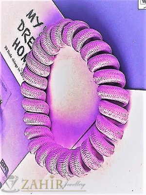 1 бр. ластик спирала с розово-лилав цвят ,нов дизайн с мека тъкан, голям 5 см, носи се на опашка или за гривна - LS1030